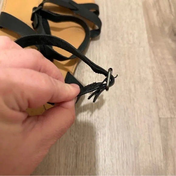 Madewell Boardwalk Ankle Wrap Black Strappy Leather Sandals - Picture 5 of 8